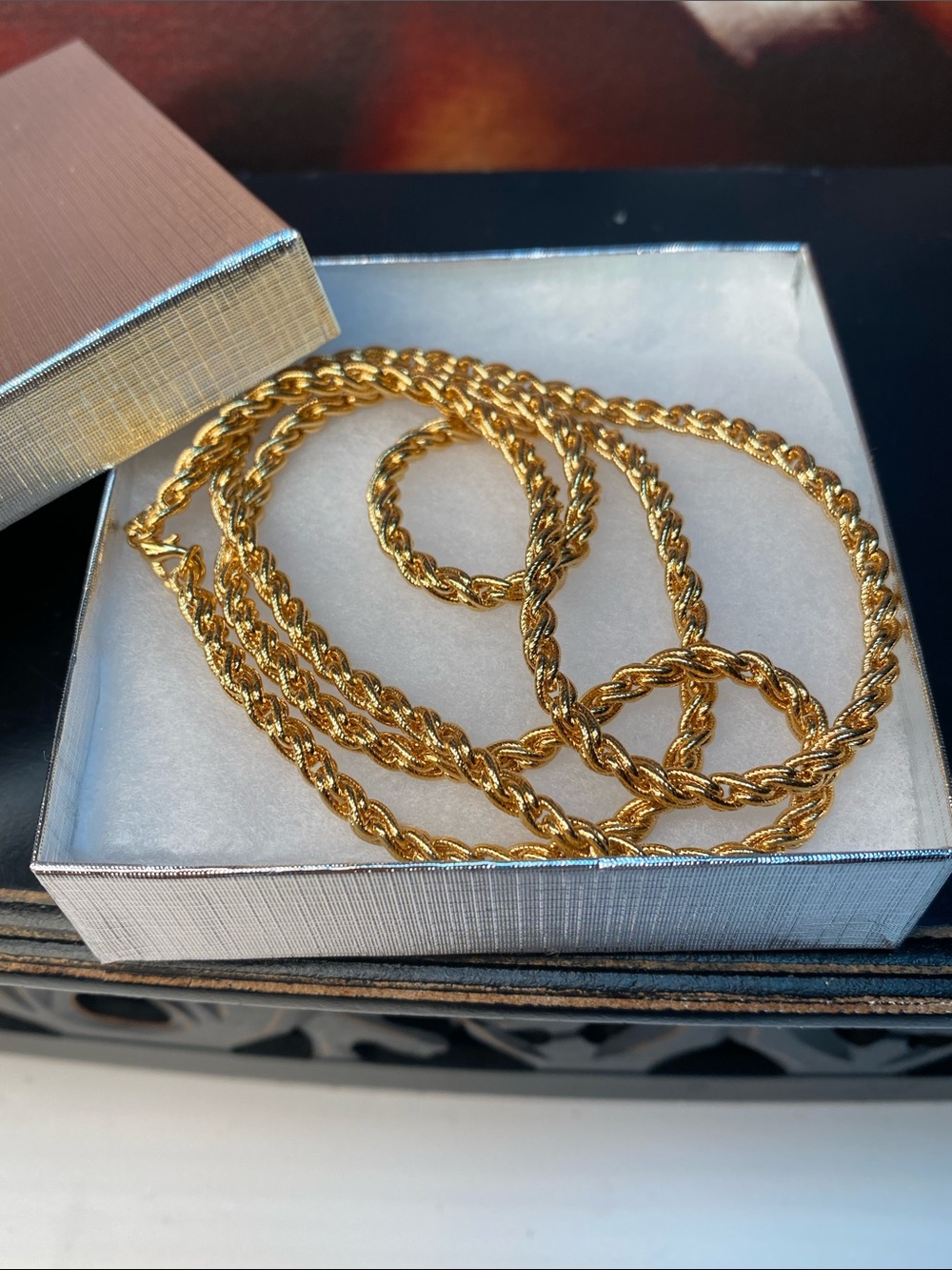 Elegant 22kt Triple Gold Plated Rope Chain Necklace by D’Orlan 28” (71cm)